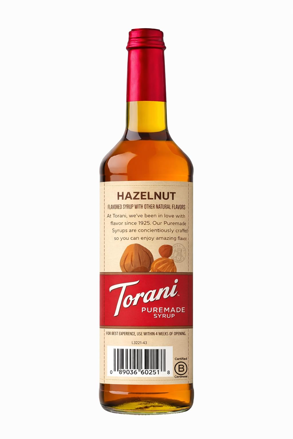 Torani tapa de vidrio cerrada para mantener frescura y seguridad