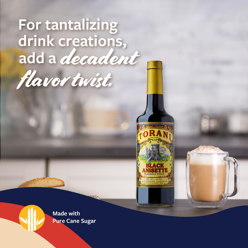 Cóctel oscuro con Torani Black Anisette que aporta aroma y complejidad