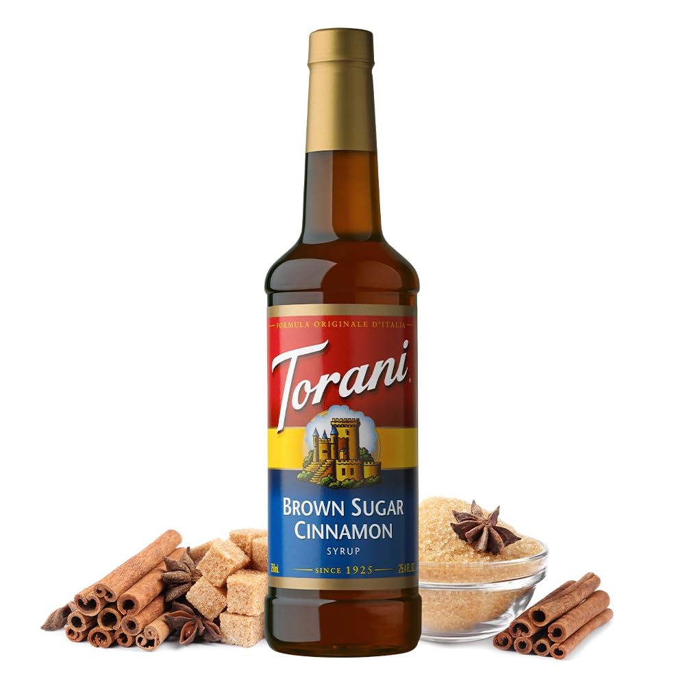 Torani jarabe frontal mostrando botella y diseño para identificación rápida