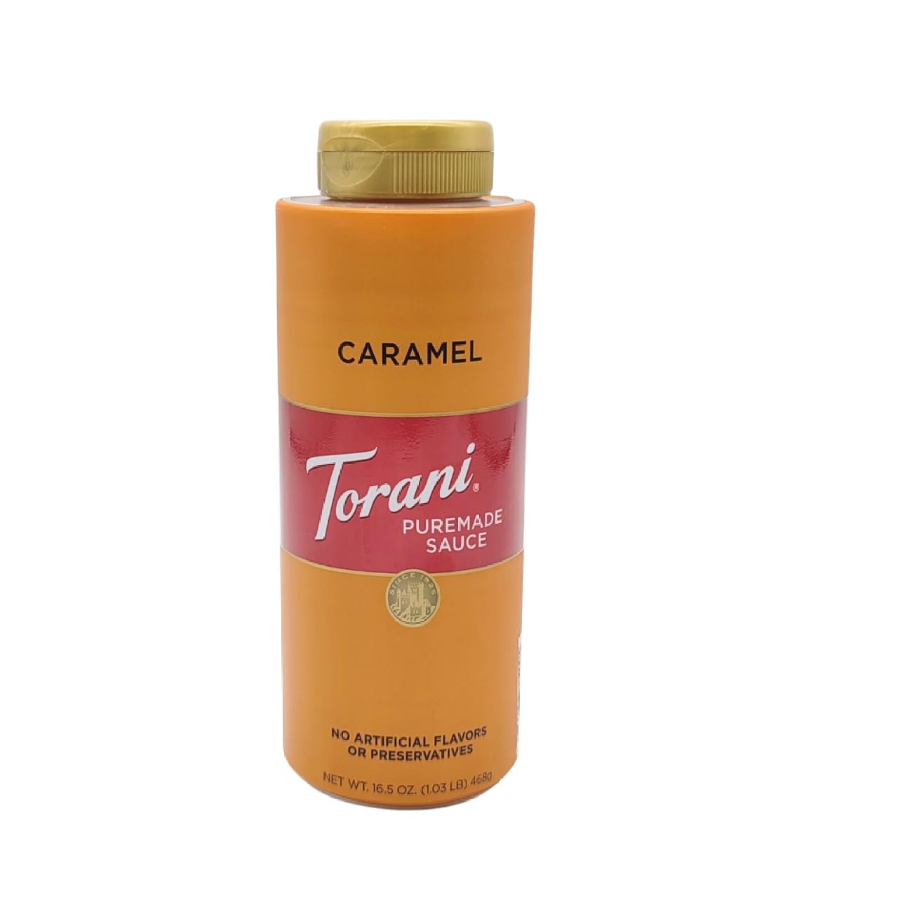 Torani caramelo vertiéndose sobre helado, realza el postre con sabor mantequilloso