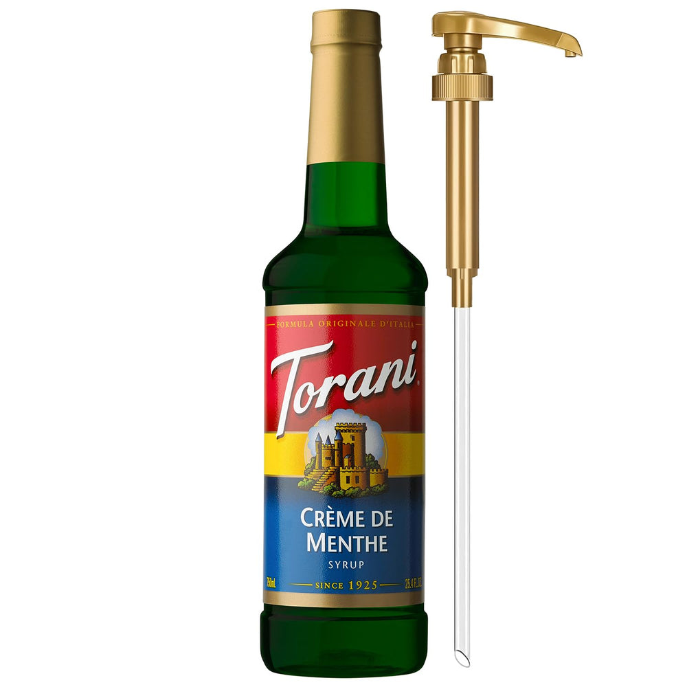 Torani botella frontal mostrando etiqueta y volumen 750 ml, práctico y atractivo