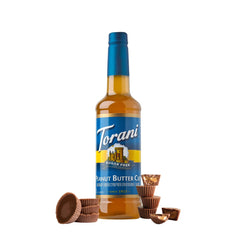 Torani detalle textura del jarabe Peanut Butter Cup promete mezcla uniforme