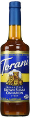 Torani botella frontal brown sugar cinnamon, identifica sabor y volumen