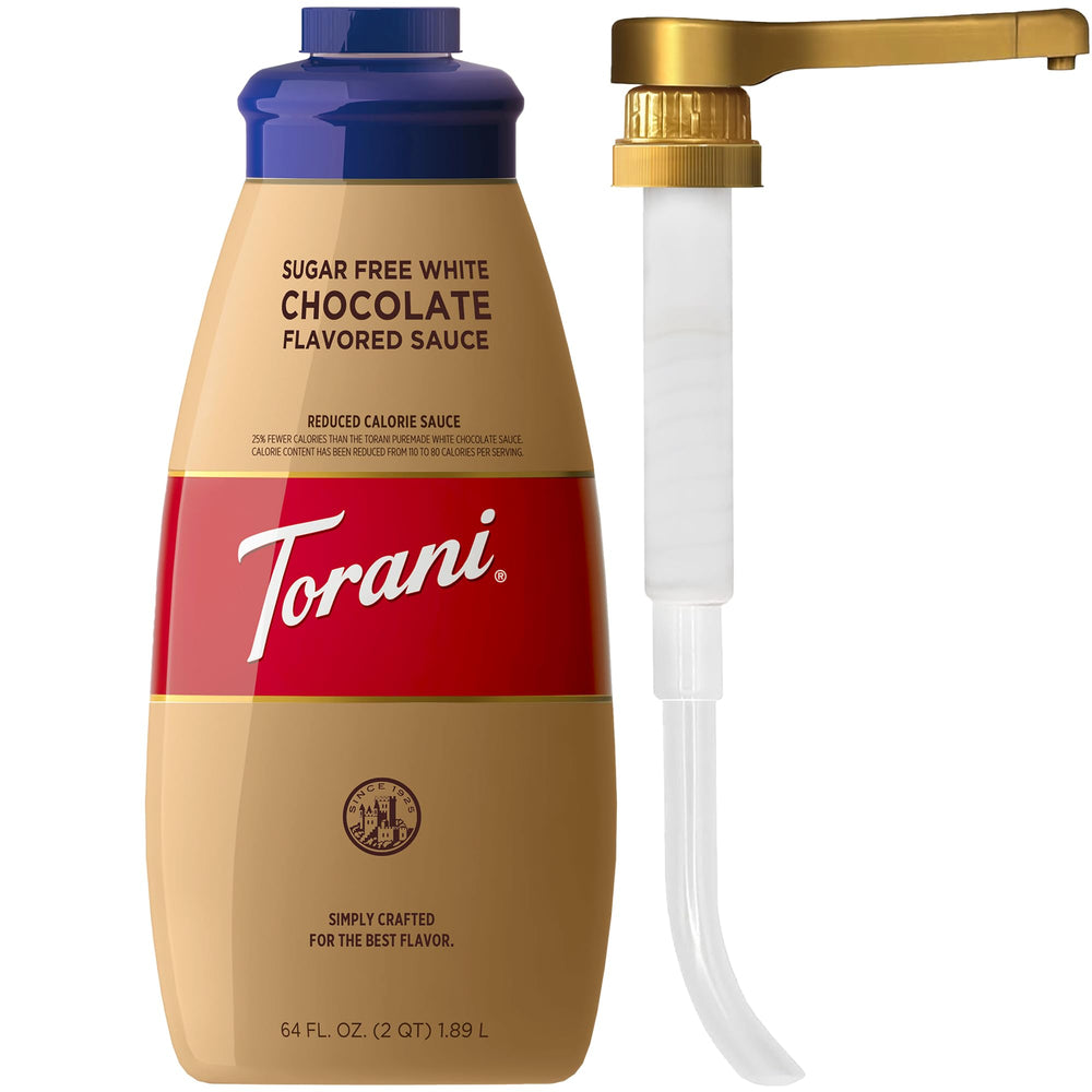 Torani botella frontal grande mostrando formato 64 fl oz y uso comercial