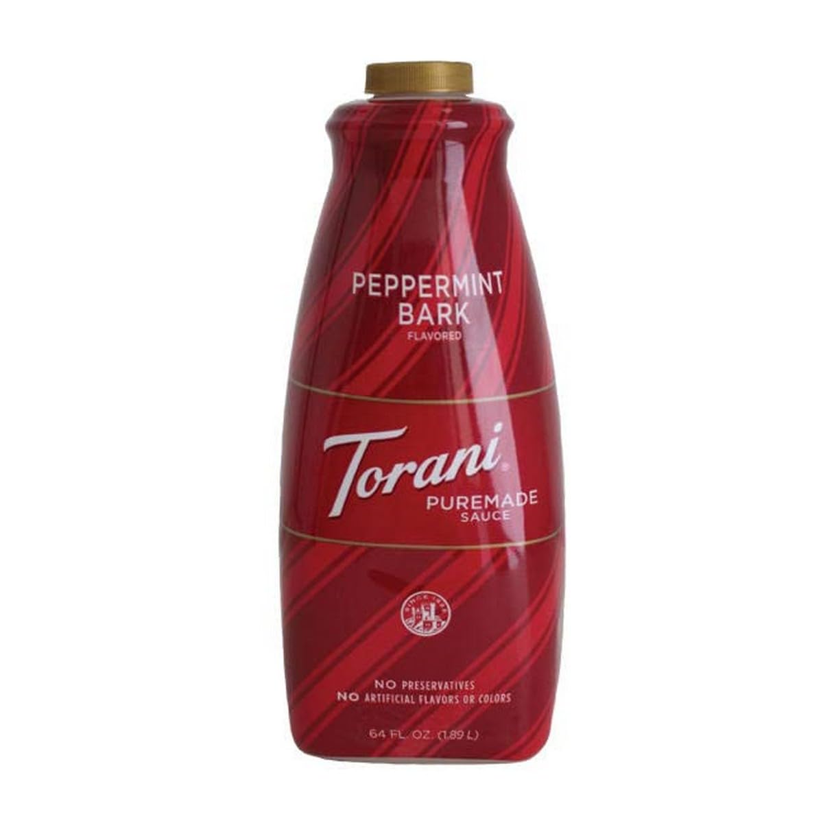 Torani botella frontal de 64 fl oz mostrando diseño y tamaño práctico