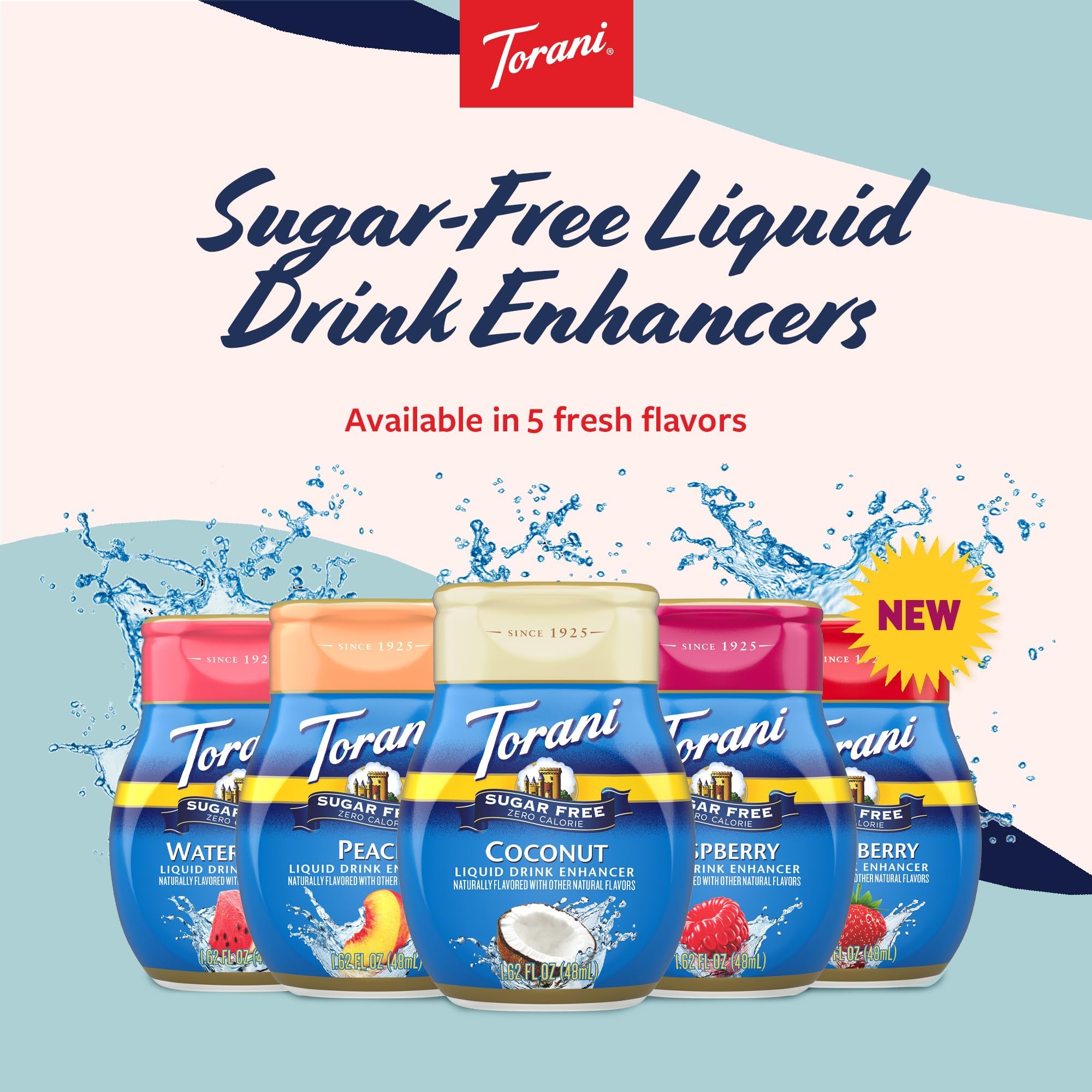 Torani etiqueta nutricional close-up, información sin azúcar ni calorías