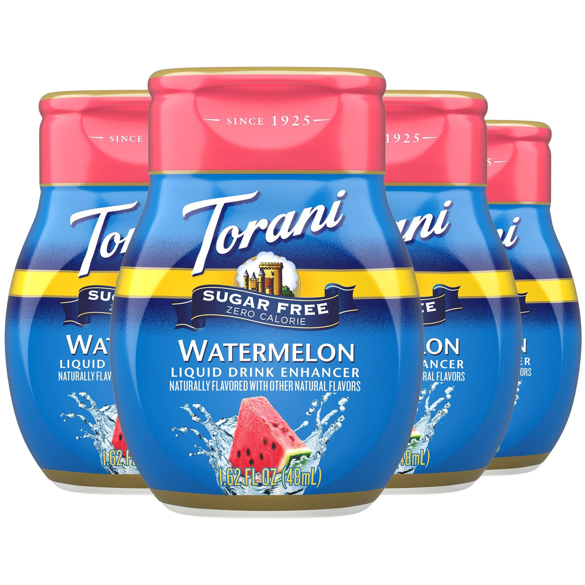 Torani vista frontal del envase, aporta sabor sin calorías