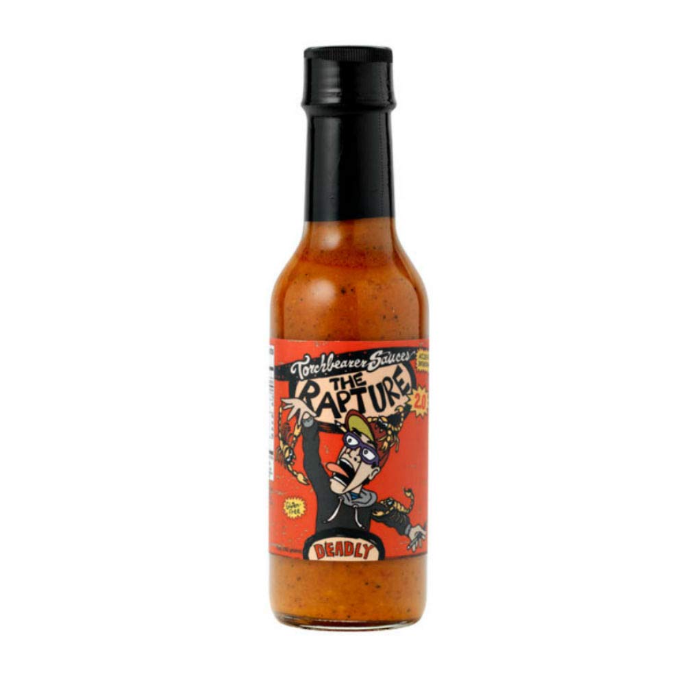 TorchBearer Sauces The Rapture vista frontal de la botella mostrando diseño y tamaño