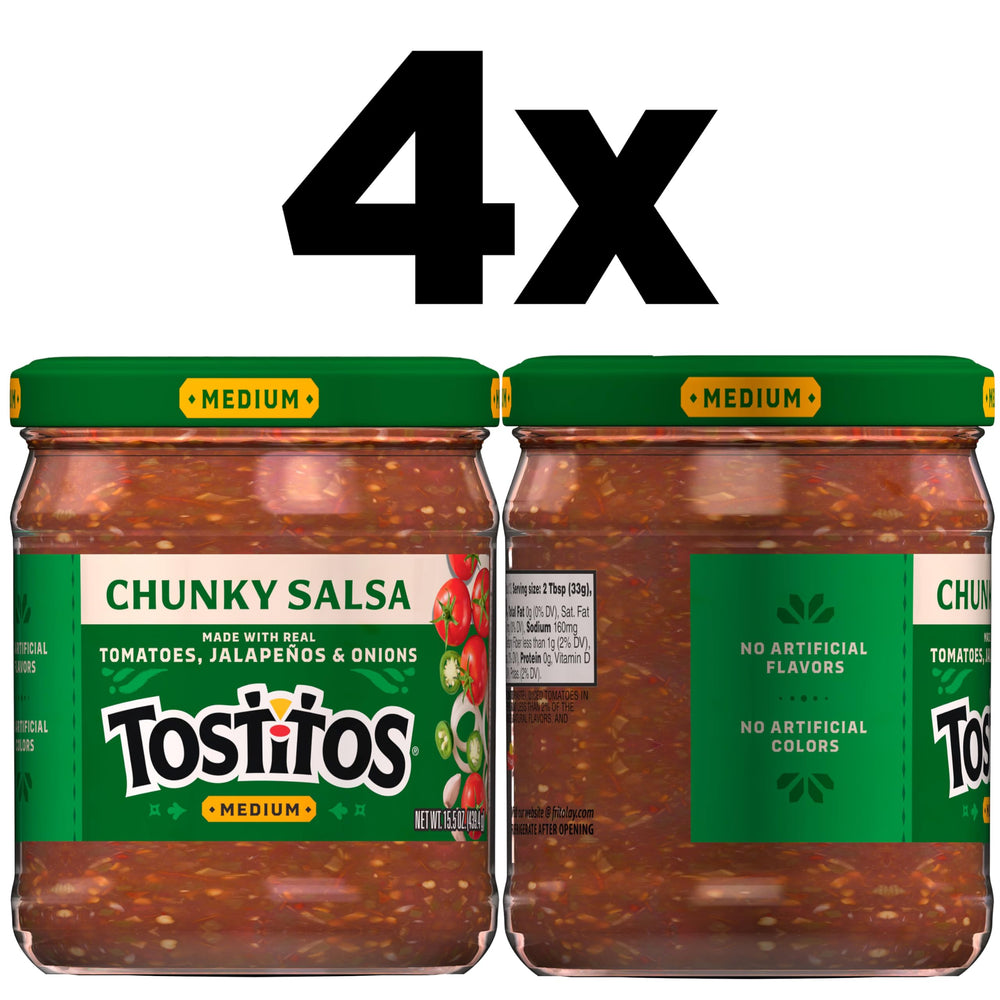 Tostitos frasco abierto servido con totopos para dip y compartir
