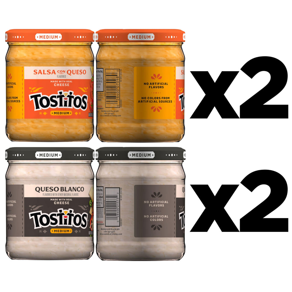 Varios frascos Tostitos sobre mesa listos para compartir en reuniones informales