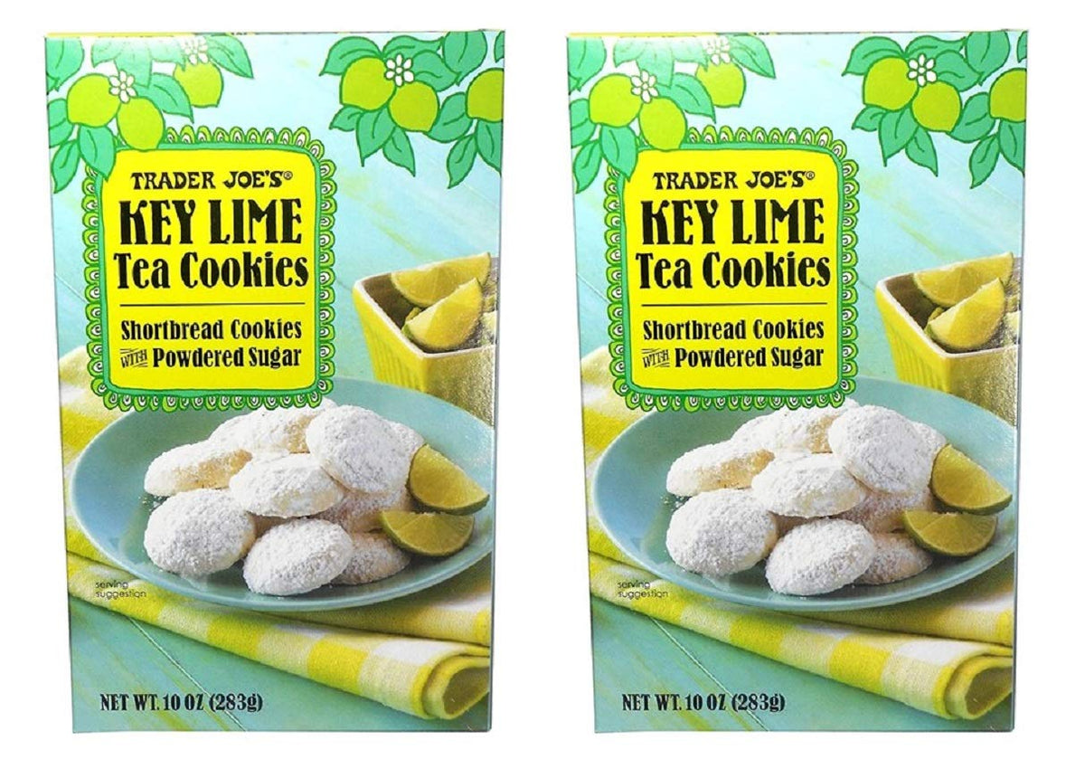 Trader Joe's caja frontal de galletas key lime con detalle de diseño y atractivo visual