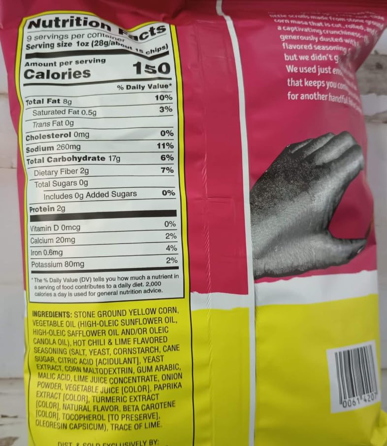 Trader Joe's textura detalle de chip enrollado, crujiente y resistente para dipear