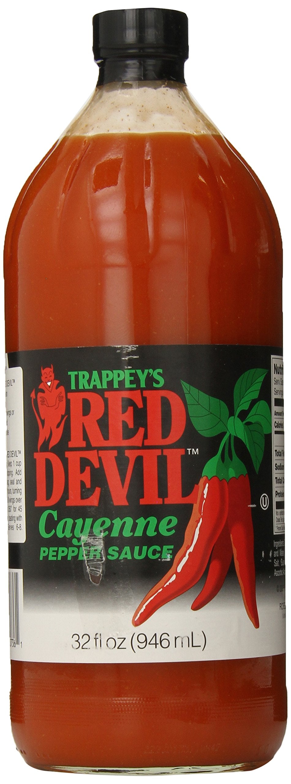 Trappey's frasco Red Devil 32oz vista frontal con etiqueta clara y reconocimiento de marca