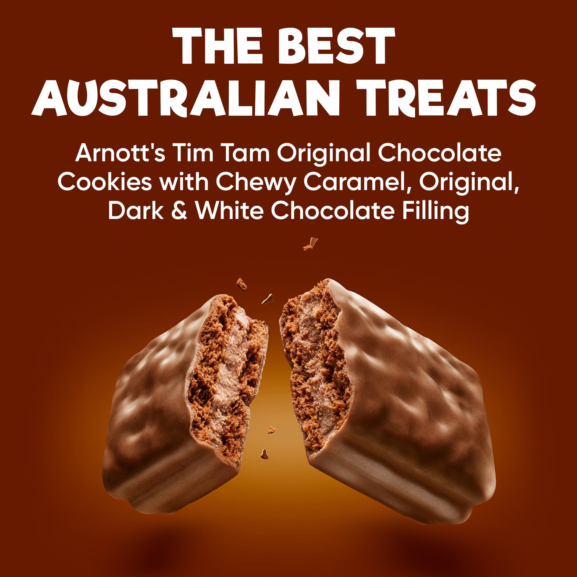 Treats from Home detalle del baño de chocolate Tim Tam, textura y brillo apetecible