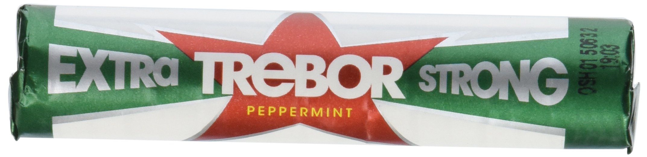 Trebor primer plano de pastilla destacando textura y frescor intenso