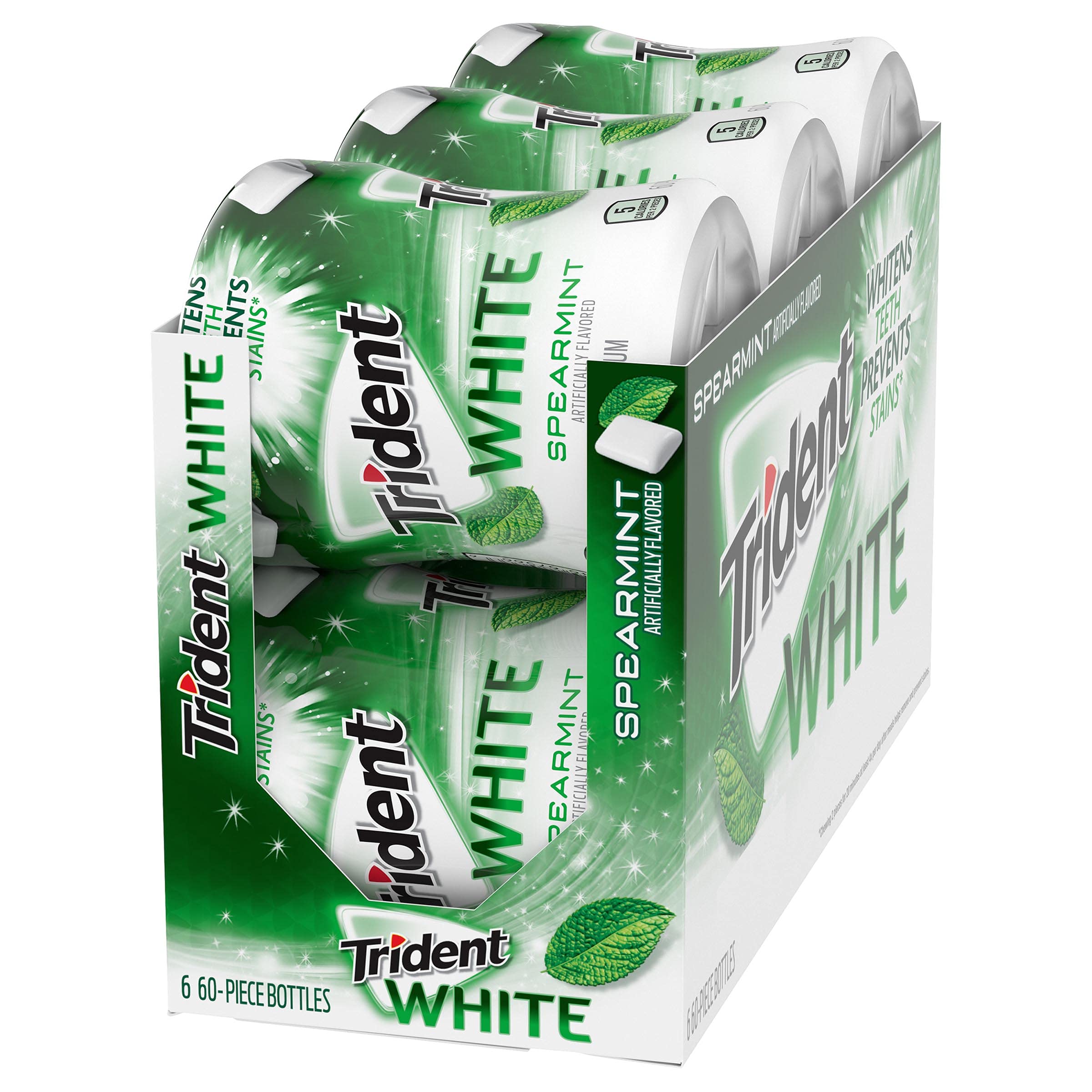 Etiqueta nutricional de Trident White Spearmint con información clara y útil