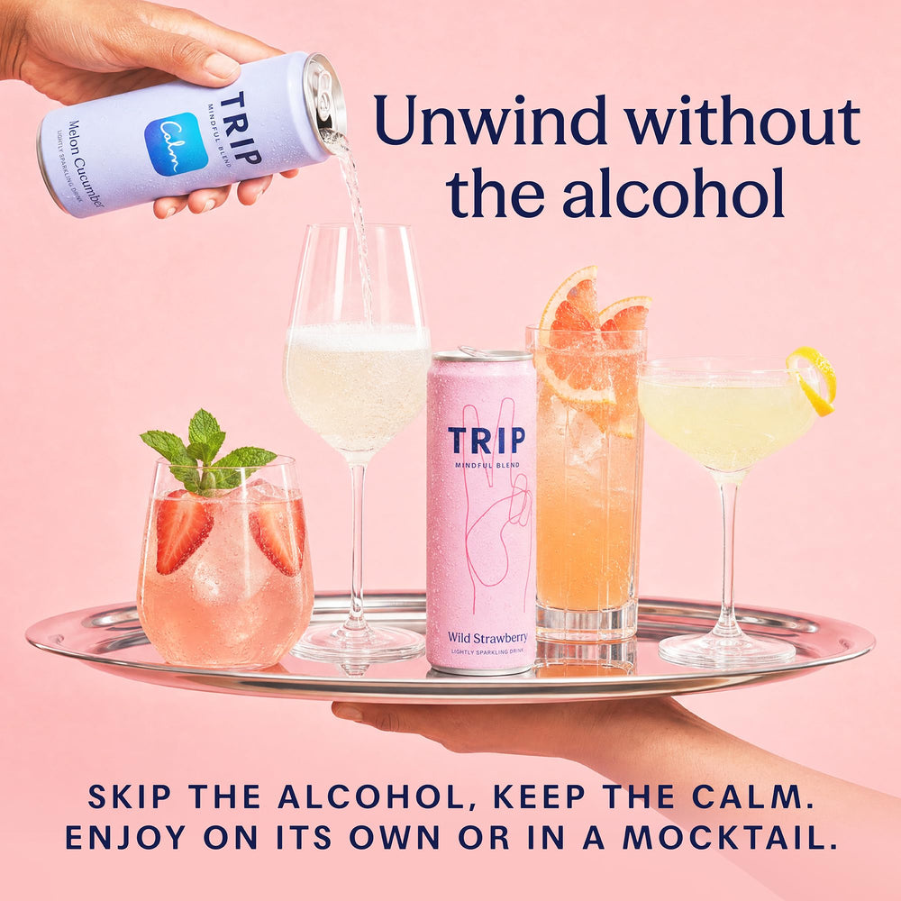 TRIP mocktail en mesa social con amigos, sugiere compartir sin alcohol