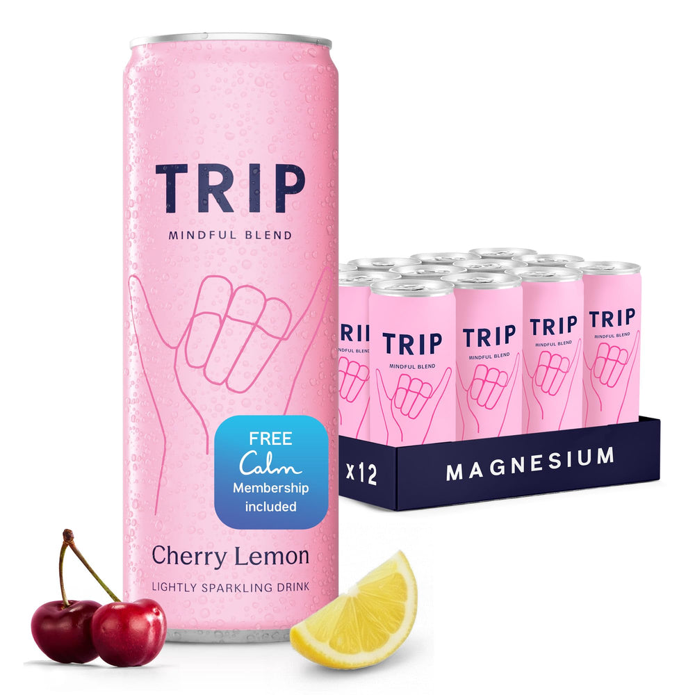 TRIP lata frontal Cherry Lemon mostrando diseño y refresco apetecible