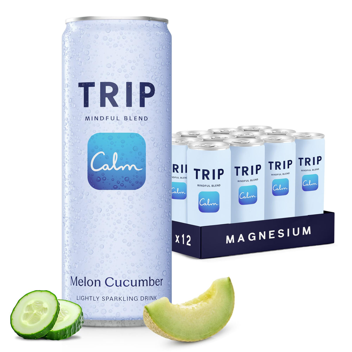 TRIP lata Melon Cucumber frontal mostrando diseño y frescura