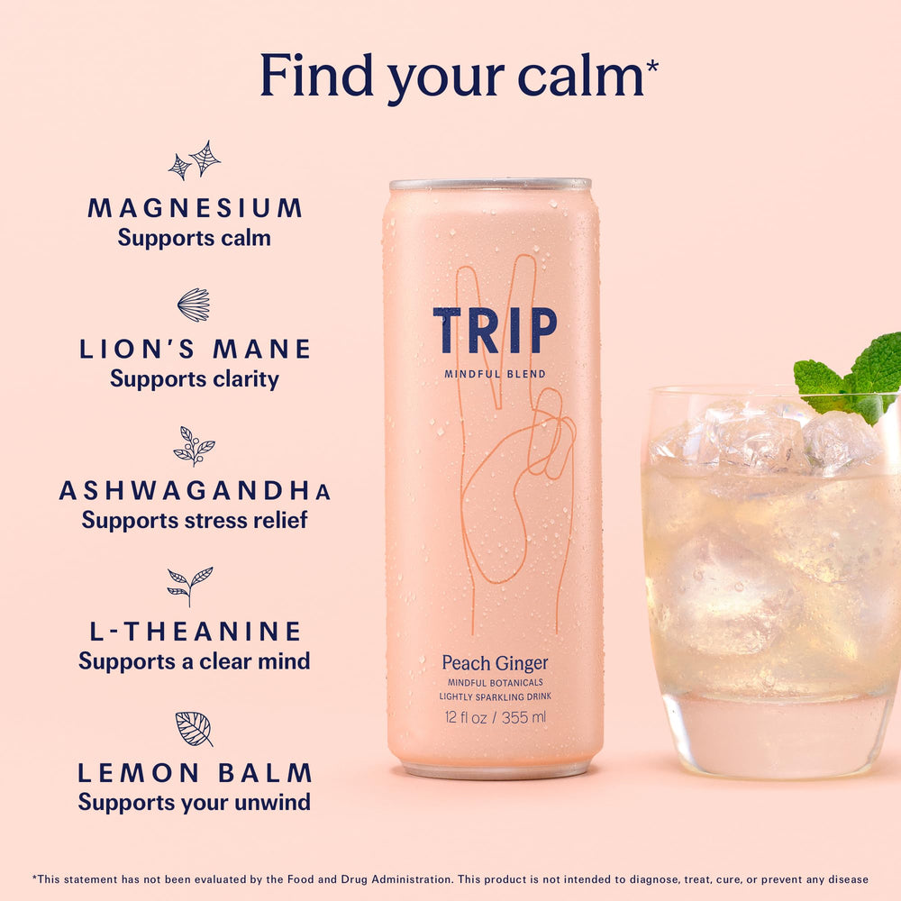 TRIP bebida en copa con hielo, aporta disfrute social sin alcohol