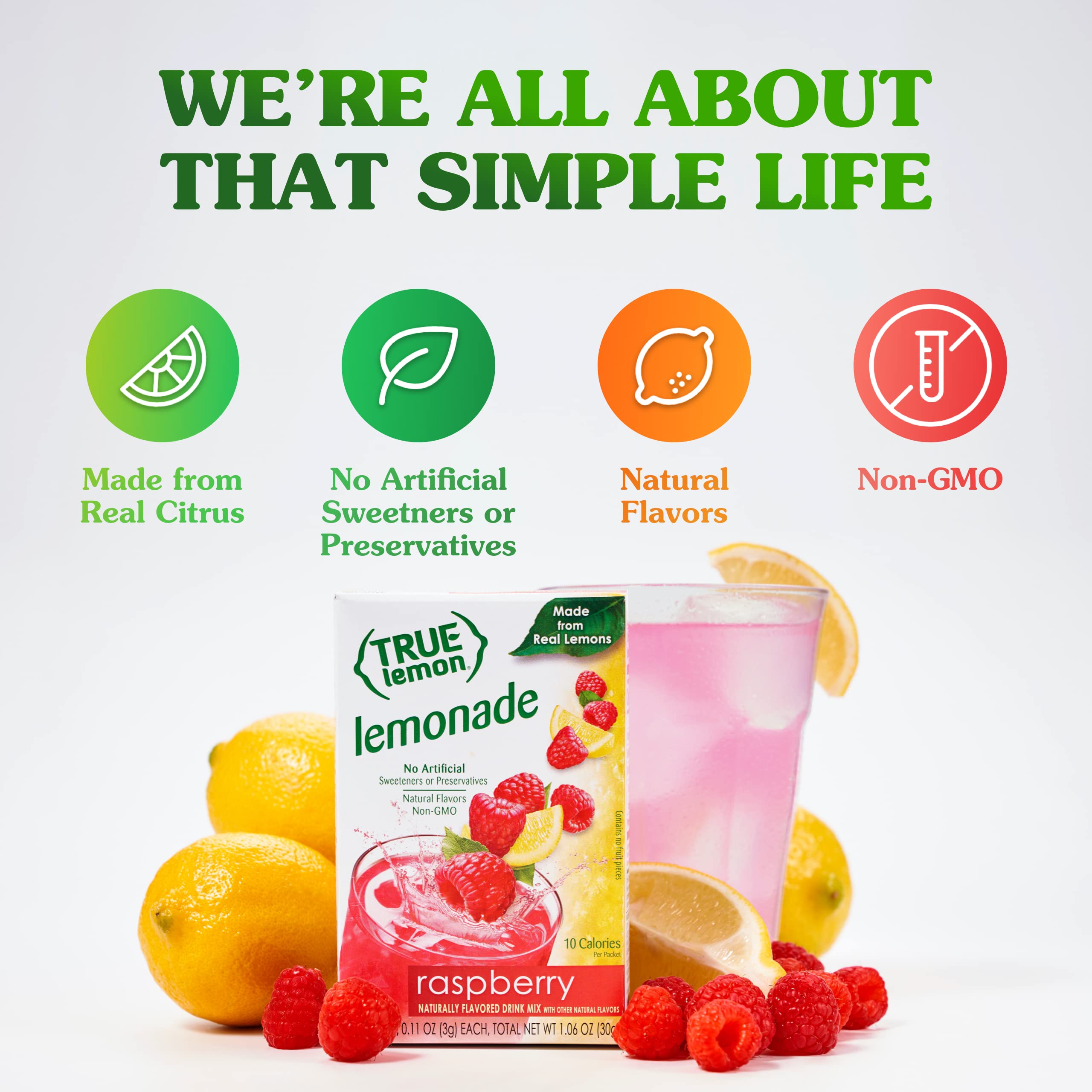 True Citrus etiqueta con información nutricional destacada, transparencia