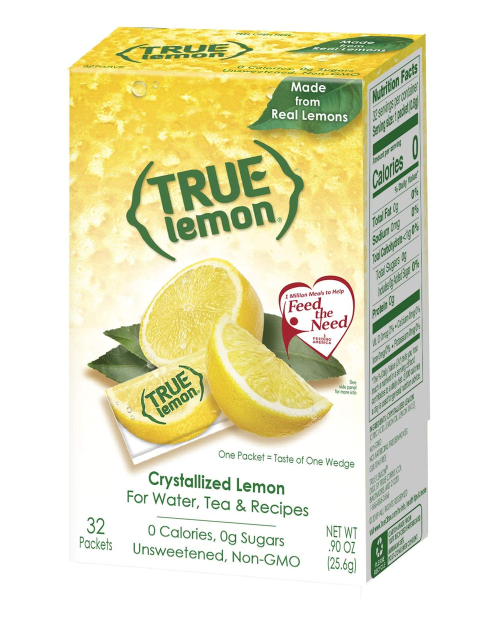 True Citrus detalle de un sobre de True Lemon con textura visible y conveniencia