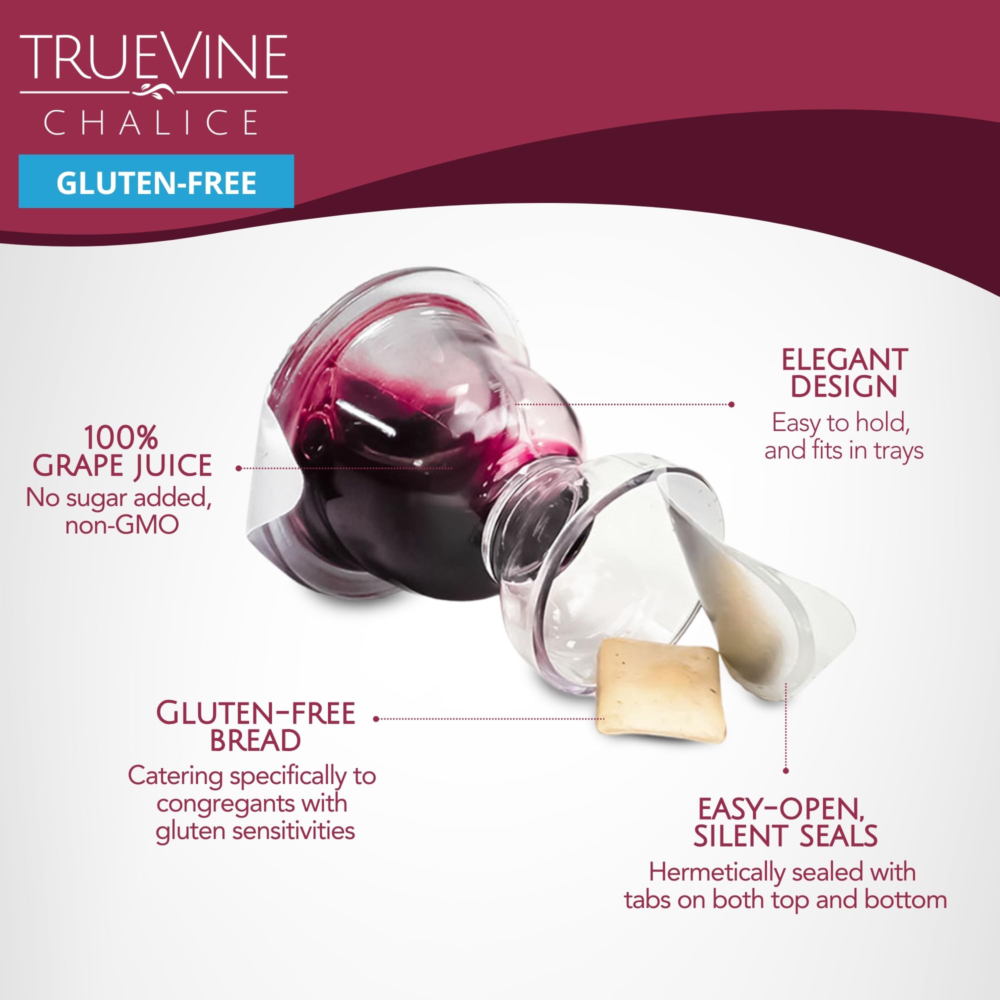 TrueVine chalice primer plano de textura del sello que demuestra frescura y seguridad