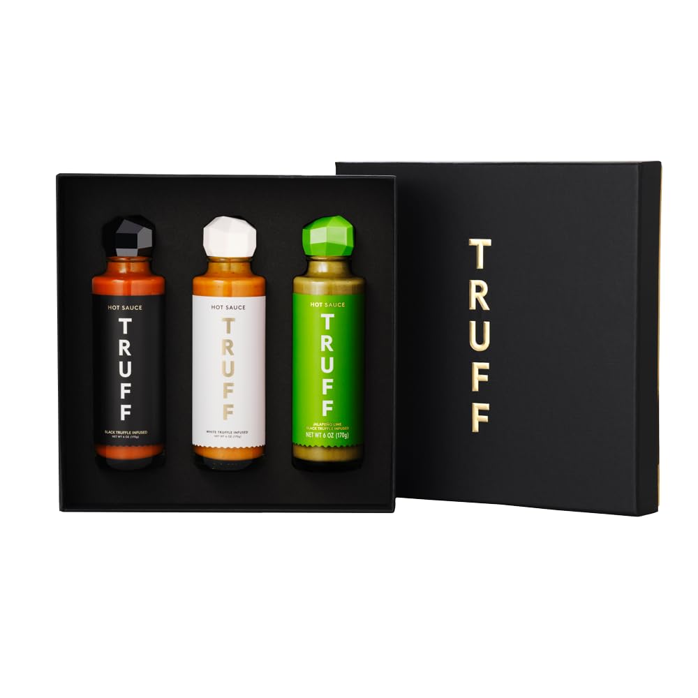 TRUFF pack frontal mostrando tres botellas elegantes y su diseño gourmet