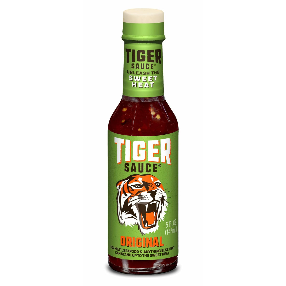 Try Me Tiger Sauce vista frontal mostrando botella y color vibrante, intensifica sabores