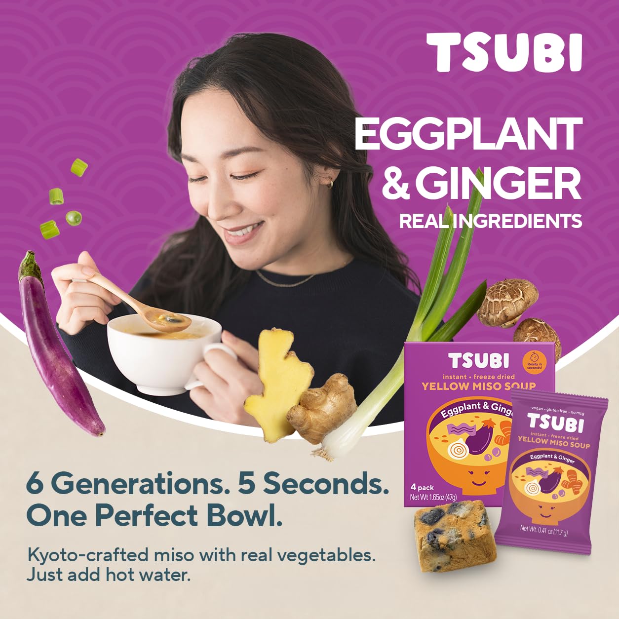 Tsubi Soup cubo individual envuelto listo para usar y fácil de transportar