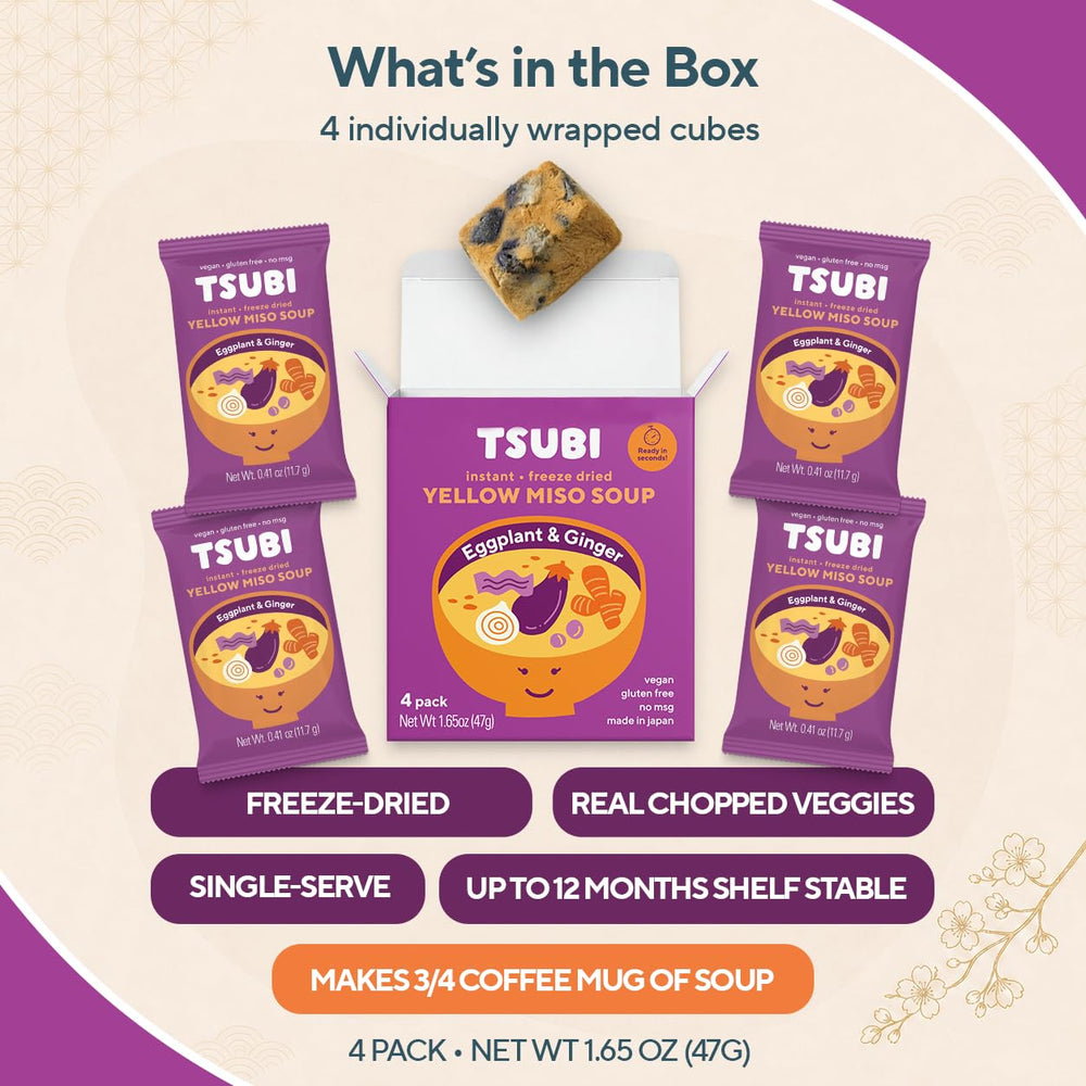Etiqueta de ingredientes de Tsubi Soup que destaca trazabilidad y sin aditivos