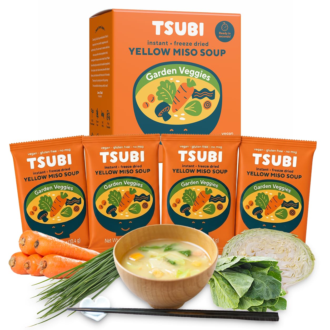 Tsubi Soup frente del paquete mostrando diseño y conveniencia
