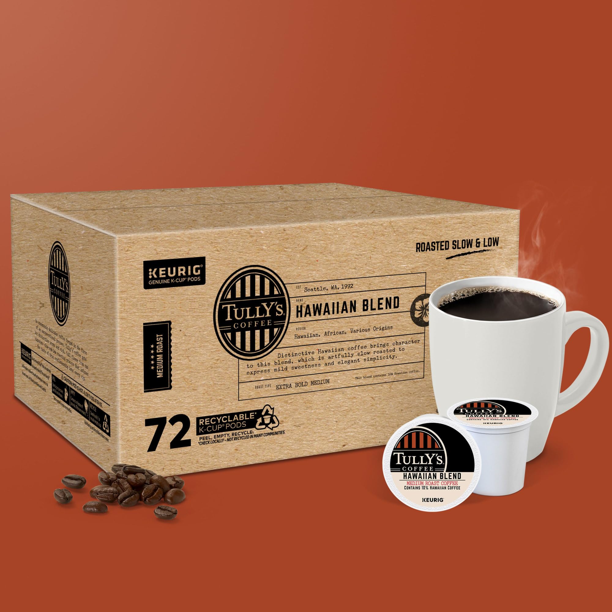 Tully's taza de café preparada con crema ligera y aroma apetecible