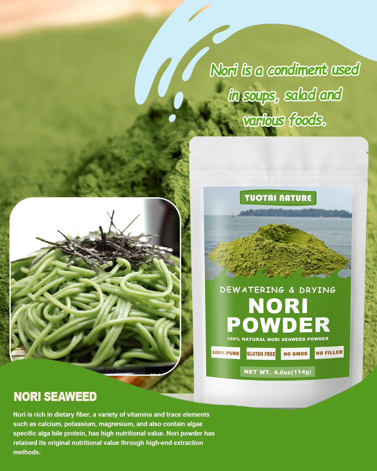 TUOTAI nori espolvoreado en ensalada aporta sabor marino