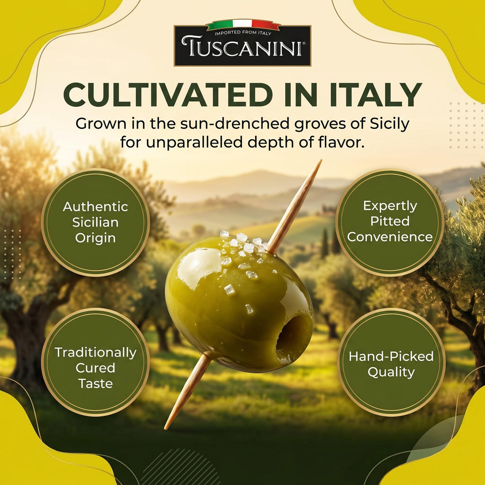 Aceitunas Tuscanini añadidas a ensalada para sabor mediterráneo instantáneo
