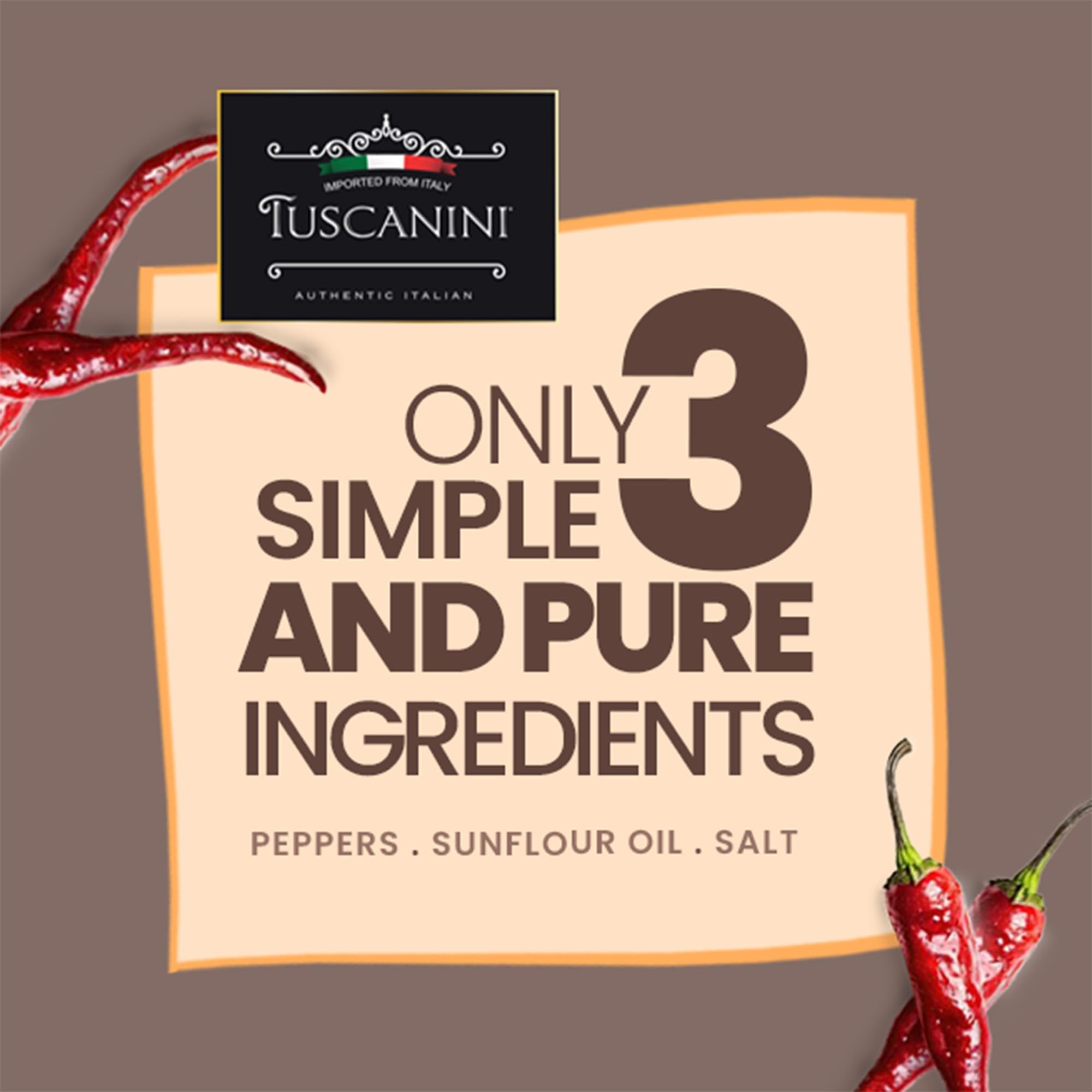 Tuscanini etiqueta enfocada mostrando ingredientes simples y claridad en el envase