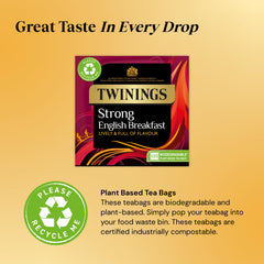 Twinings bolsita biodegradable en primer plano con etiqueta clara