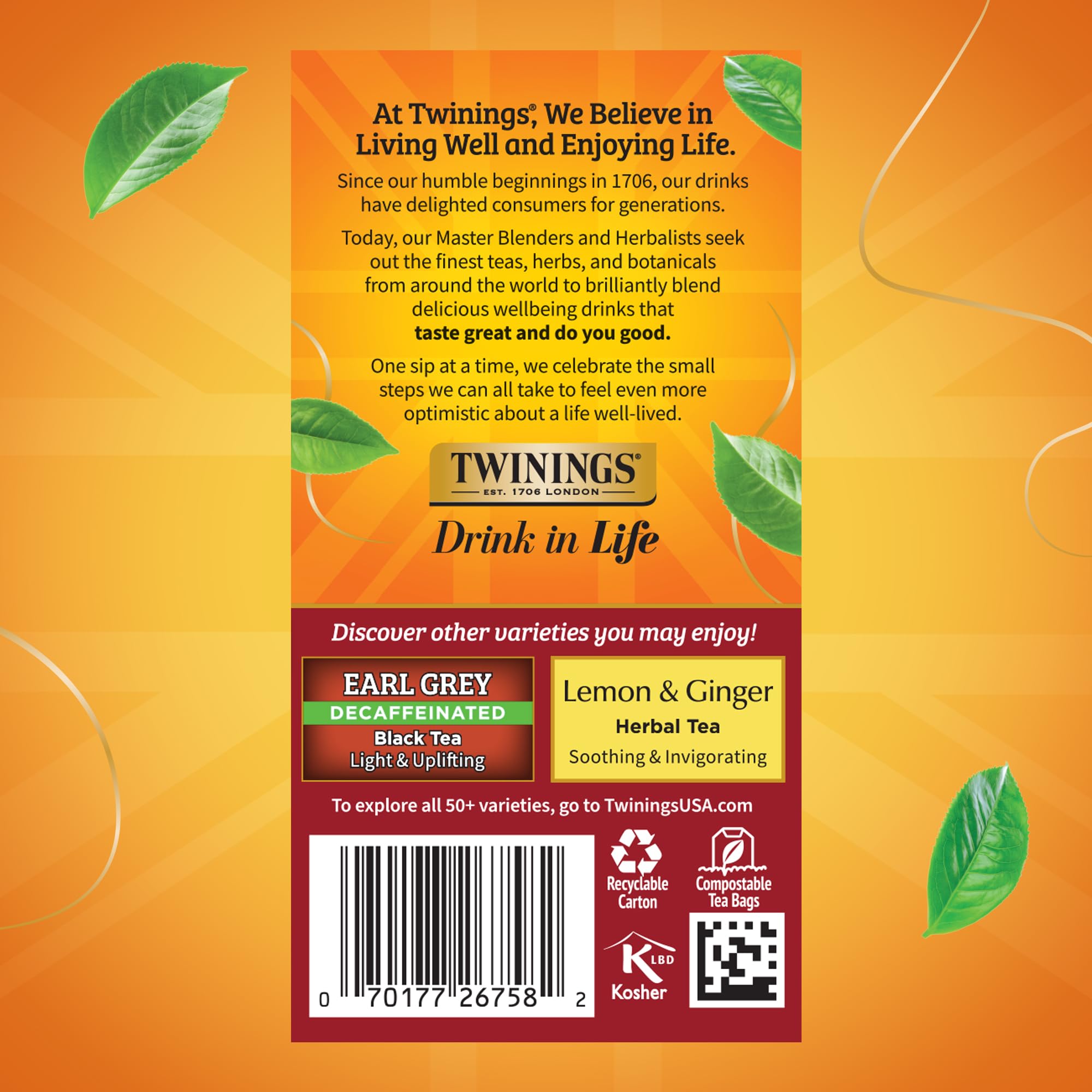 Twinings bolsita junto a regla para comparar tamaño y conveniencia