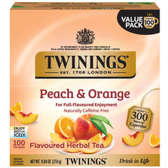 Twinings frontal del paquete mostrando diseño y cantidad, práctico y reconocible
