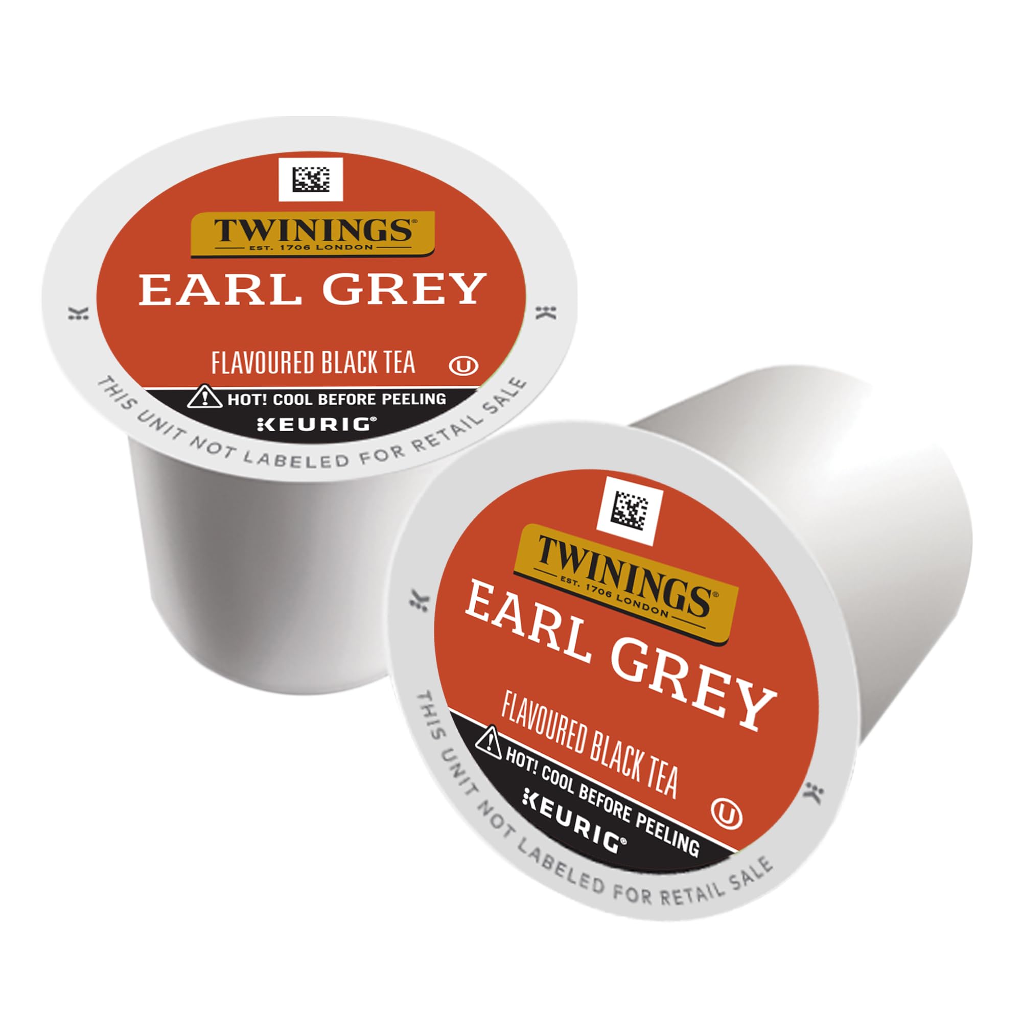 Primer plano de una cápsula Twinings Earl Grey destacando el sellado hermético y frescura