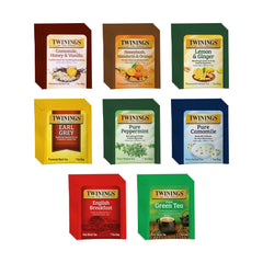 Twinings vista frontal del paquete con variedad y conveniencia