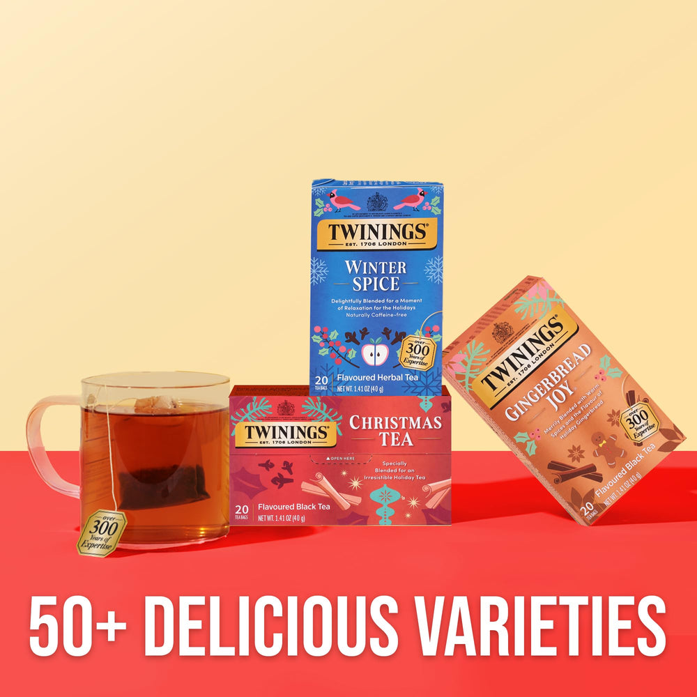 Twinings seis cajas apiladas mostrando cantidad para eventos