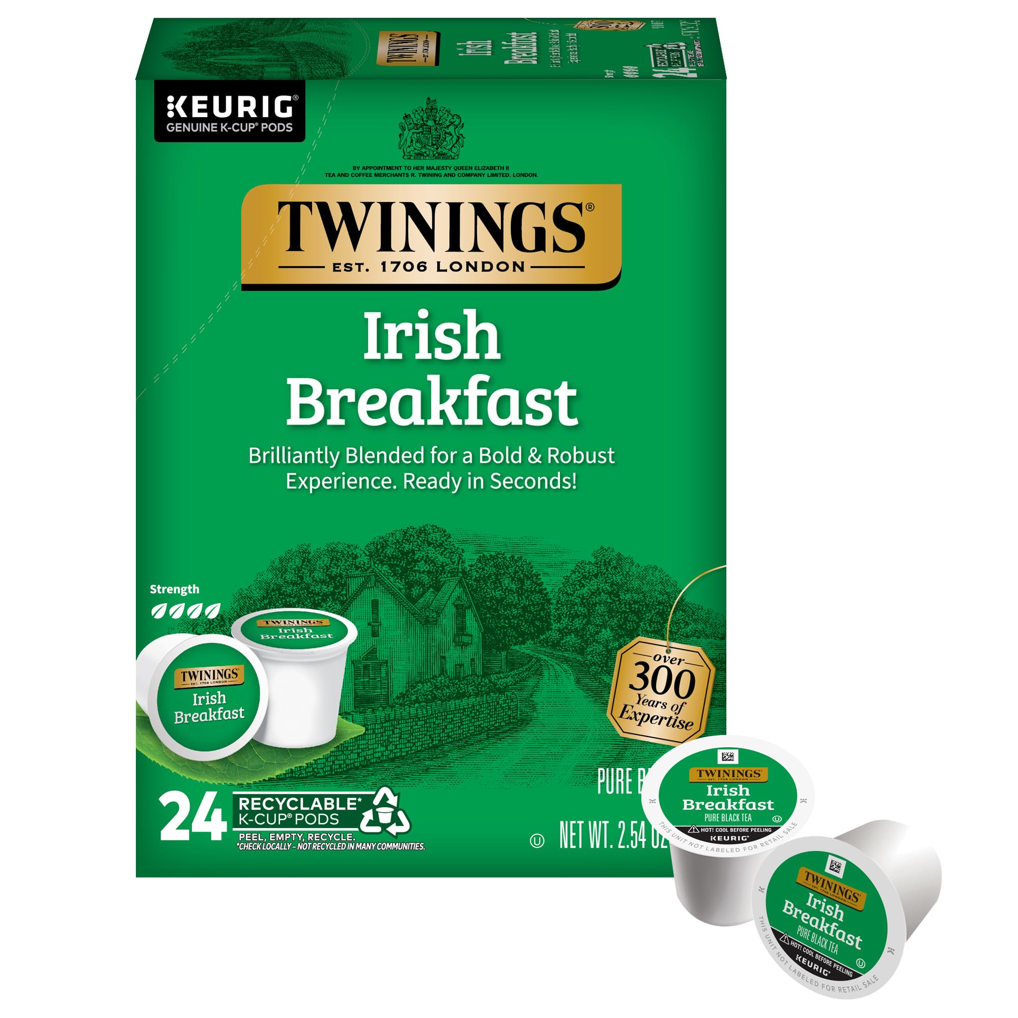 Twinings imagen del frente del empaque mostrando 24 cápsulas y sabor intenso
