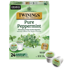 Twinings caja frontal con 24 K-Cups mostrando presentación práctica y confiable