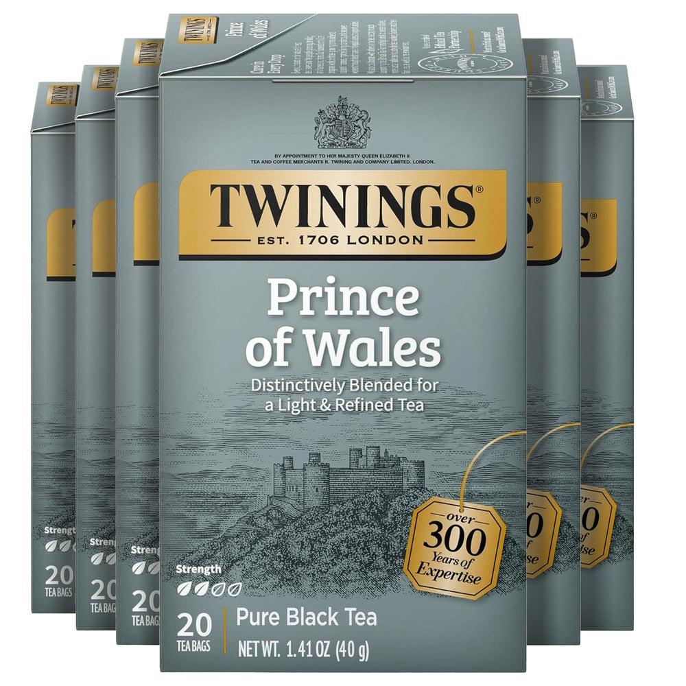 Twinings empaque frontal mostrando caja de 20 bolsitas y apariencia elegante