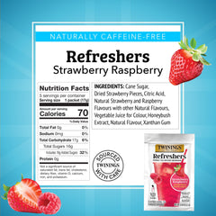 Twinings vaso frío con hielo y refresco de fresa frambuesa, refresco instantáneo