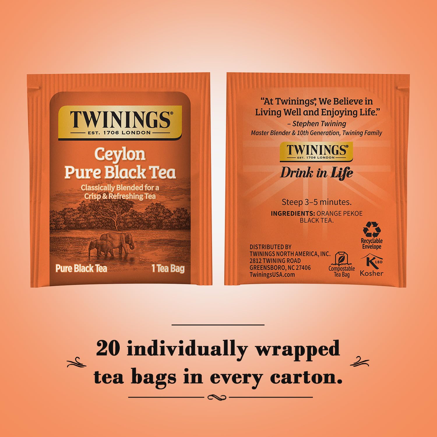 Twinings taza con infusión dorada que resalta sabor brillante