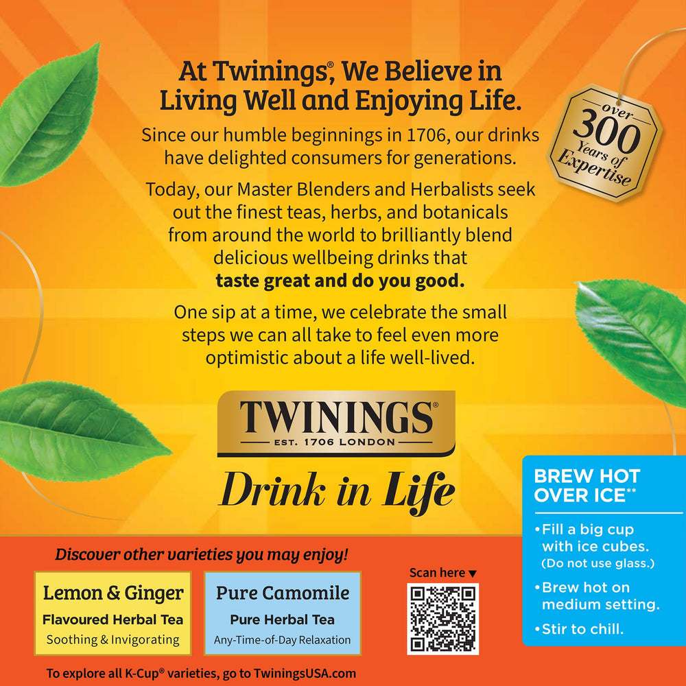 Twinings vaso con té helado sobre hielo ideal para bebidas refrescantes