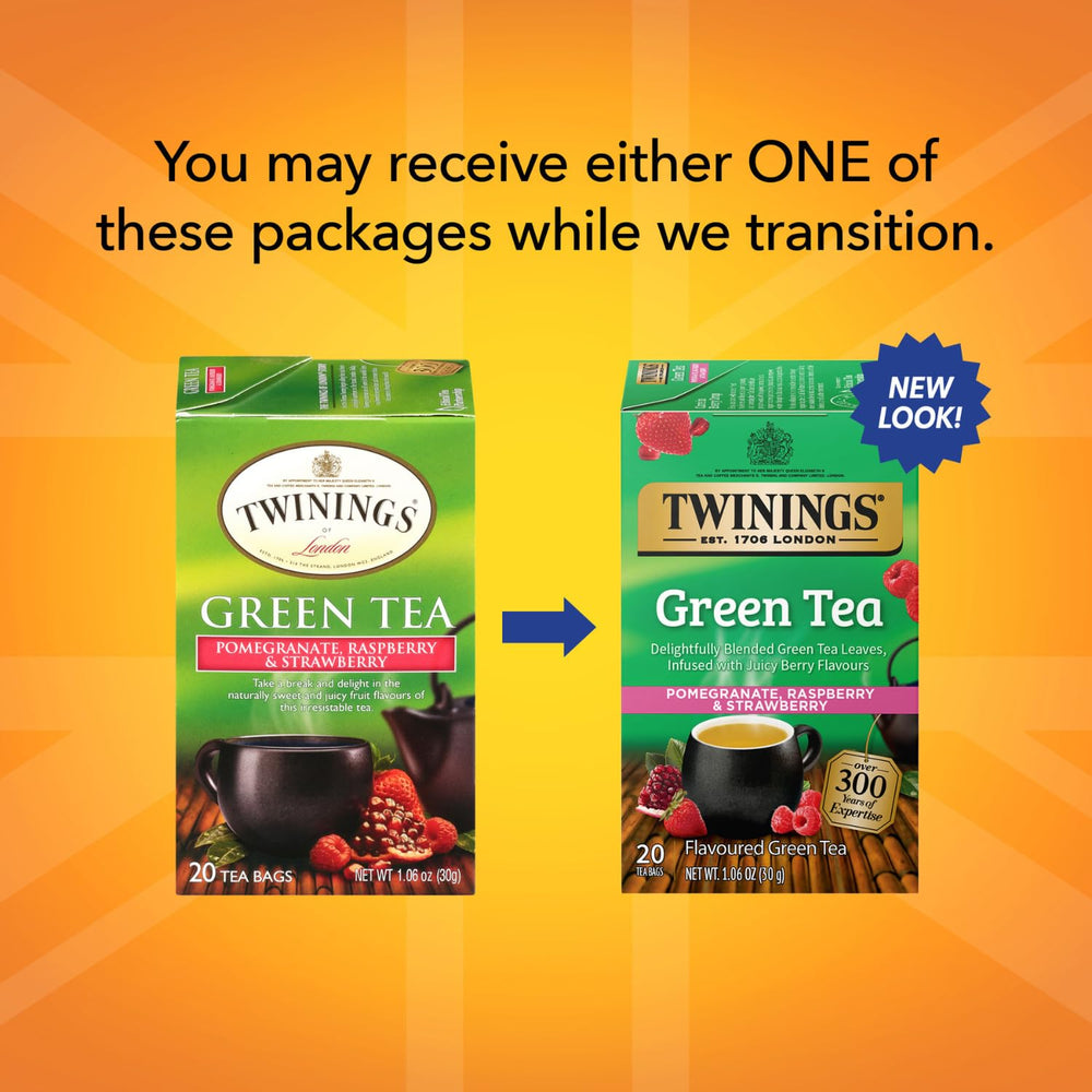 Twinings hojas de té verde cerca, demostrando calidad y textura