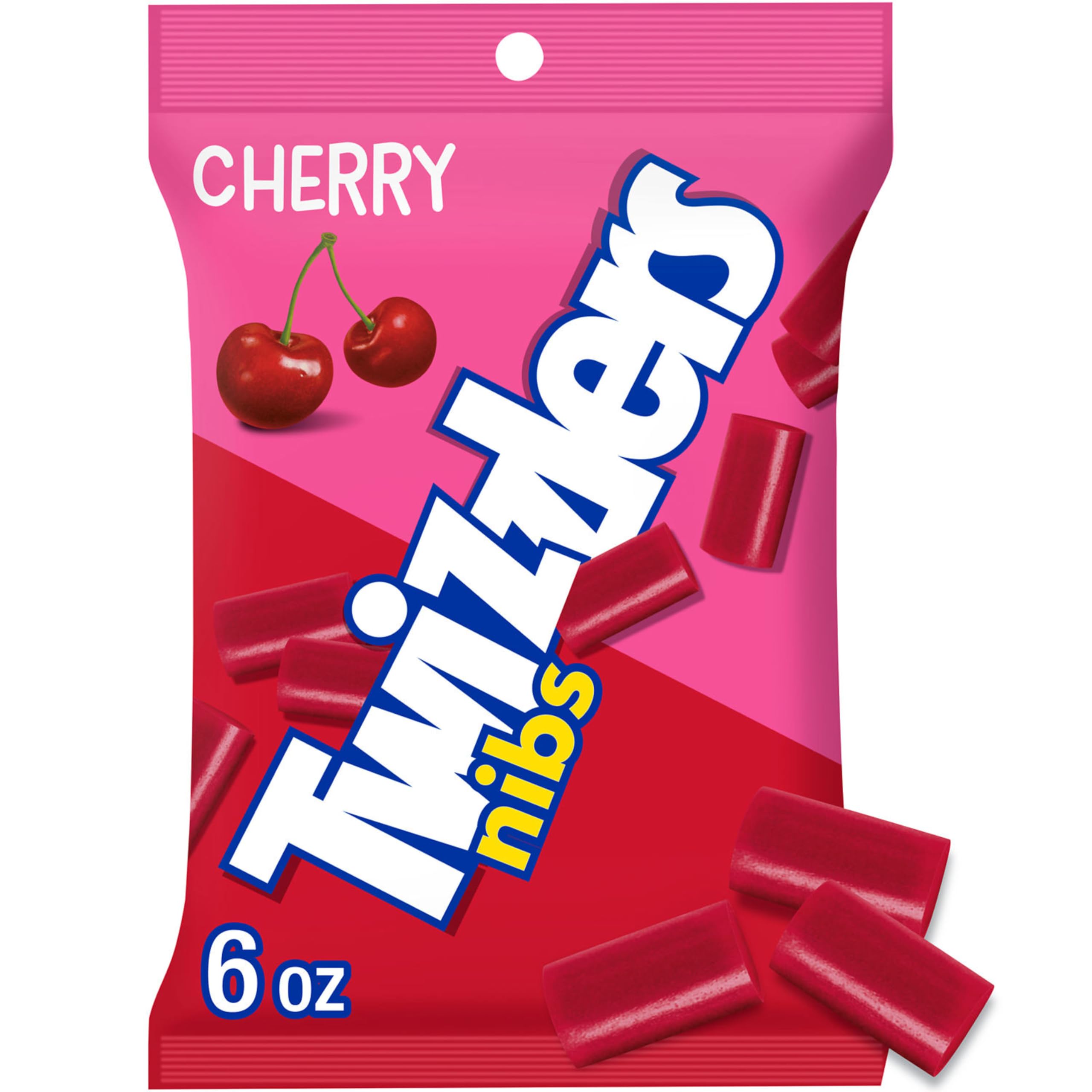 Twizzlers Nibs frente del empaque mostrando marca y ventaja de porciones pequeñas
